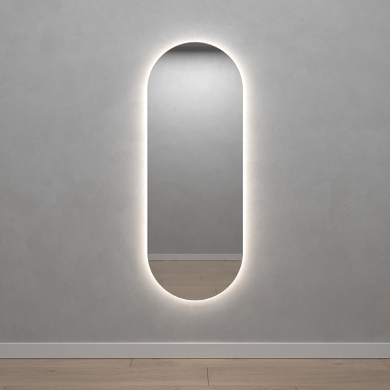 Овальное зеркало 135x50 см, с нейтральной подсветкой